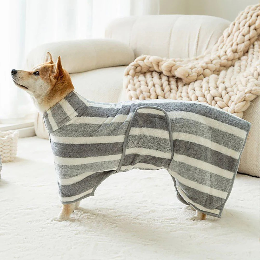 DogDeluxe · Streifen-Hundebademantel
