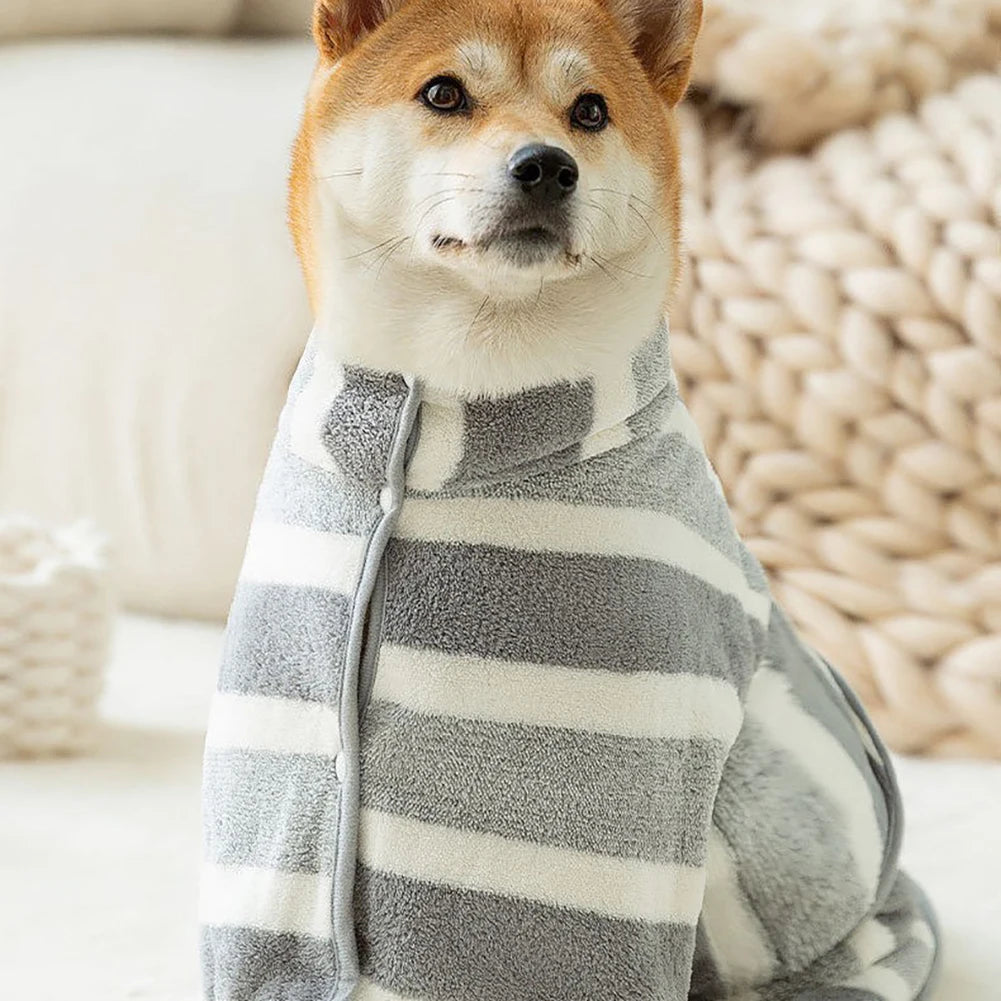 DogDeluxe · Streifen-Hundebademantel