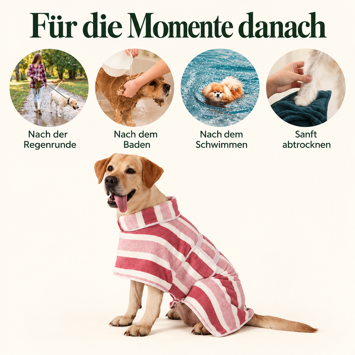 DogDeluxe · Streifen-Hundebademantel